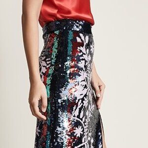 NWT Rare Tanya Taylor Elisa Floral Sequin Vines Skirt 2 - ALTERED TO MINI